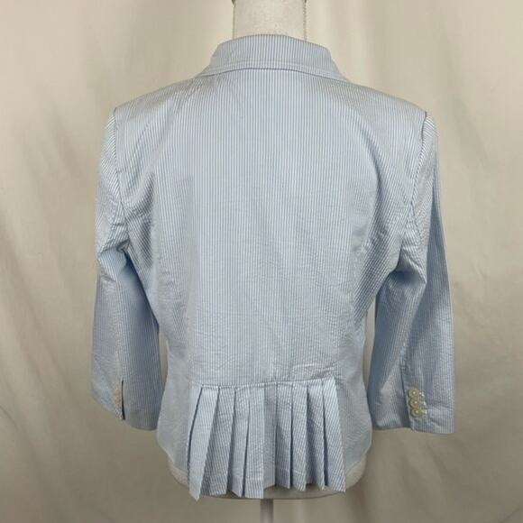 Tommy Hilfiger Blue White Pinstripe Cotton Prep Academia Blazer NWOT Size L - Picture 5 of 12